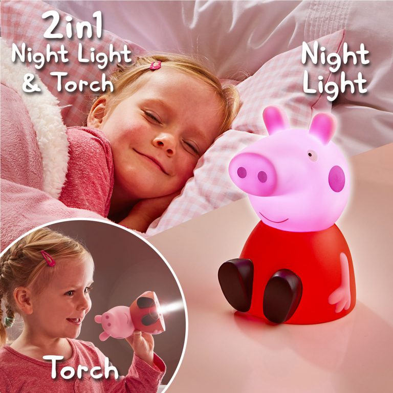 Red Peppa Pig Night Light Led Safe Children Colour Changing Lamp Handy Size 