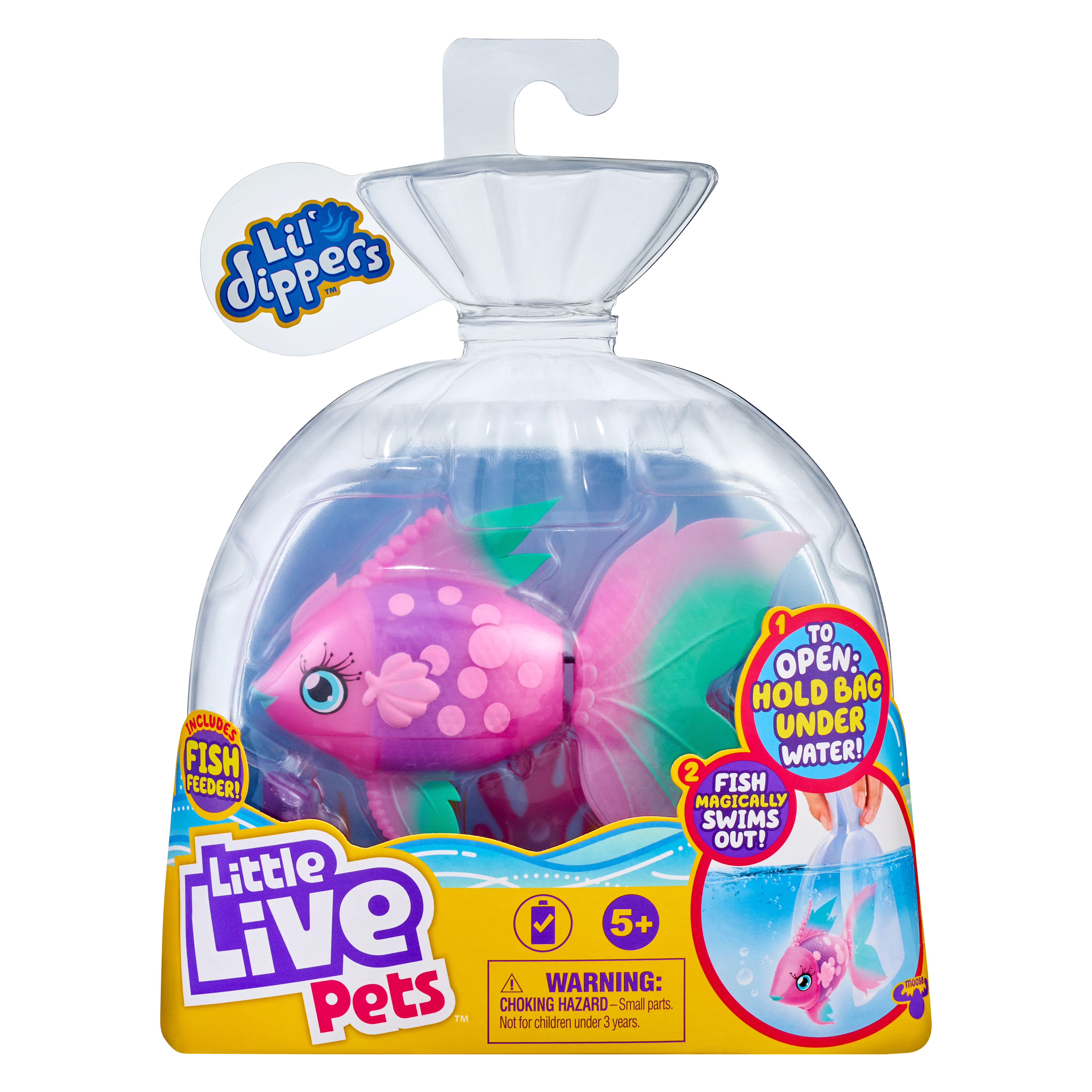Little Live Pets Lil Dippers Furtail Fish & Feeder 2019 Moose for sale online 