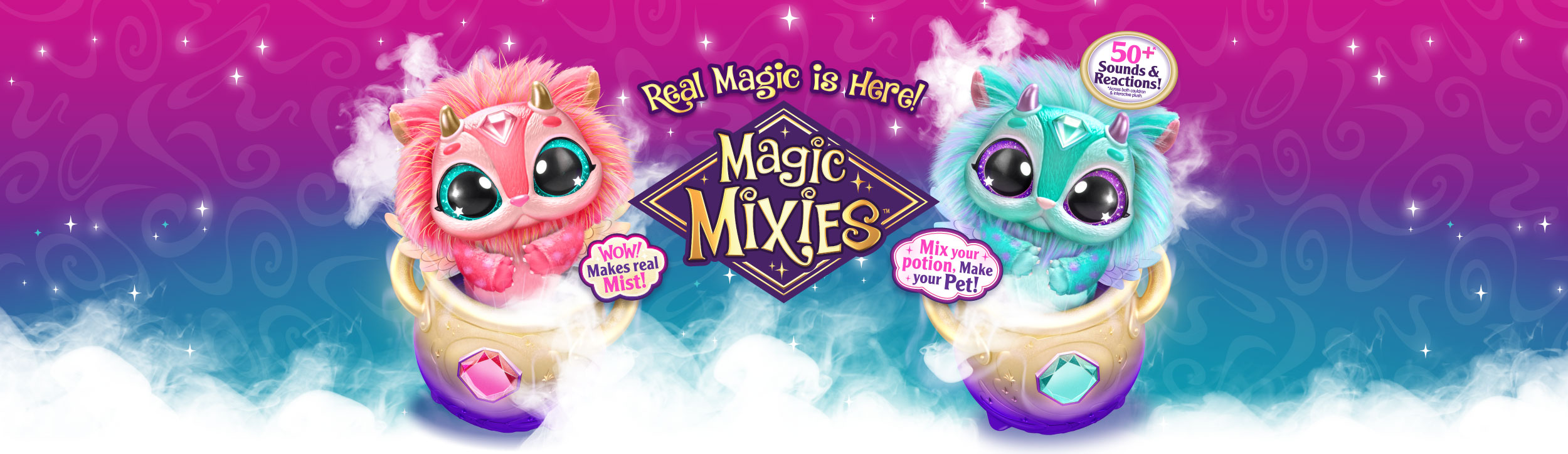Magic Mixies Toys Pink Magical Misting Cauldron Electronic Interactive 8  inch Plush Toy 50+ Sounds and Reactions Children Toys