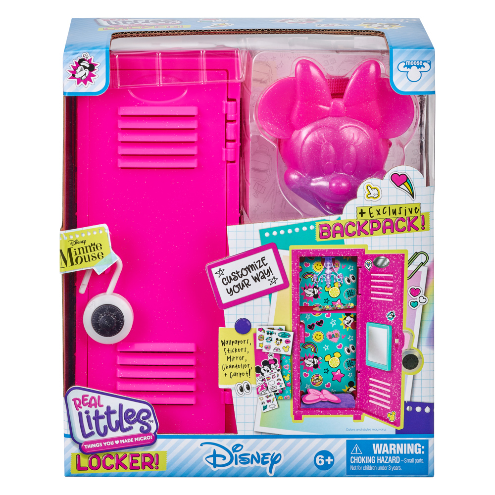 Moose Toys 25383 Personaliza tu casillero con 10 sorpresas. Real Littles Disney-Minnie Mouse Locker y Mochila Exclusiva 